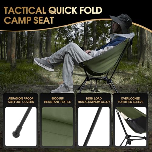 MOON LENCE Portable Camping Chair, Lightweight Folding Backpacking Hiking Chair, Plus Size Compact Yet, Support 330 lbs (G...