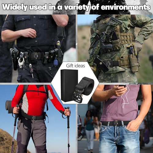 Men's Tactical Belt - Heavy Duty Nylon Web Belt with Quick Release Buckle