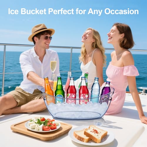 Emycool Ice Bucket, 5.5L Large Ice Buckets for Parties and Freezer, Plastic Beverage Tub for Cocktail Bar with Scoops for ...