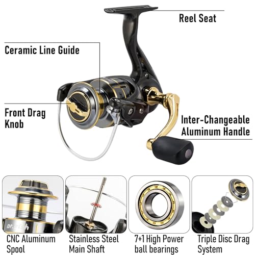 Dr.Fish Fishing Rod and Reel Combos 125-Pieces Telescopic Spinning Pole Reel Gear Equipment Set with Tackle Bag for Adult ...