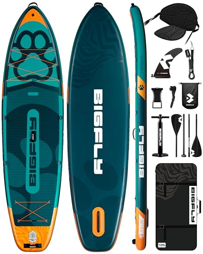 Bigfly 11'6×35" Super Wide Inflatable Stand Up Paddle Board, Ultra Stable Wide SUP for 2+1 People/Family/Big Size, 100L Ba...