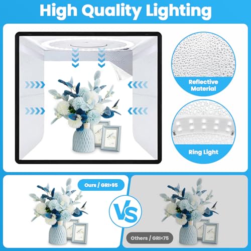 Heimekite Light Box,Light Box Photography,16"x16"Photo Box,Photo Light Box,Product Photography Light Box with CRI >95,120 ...