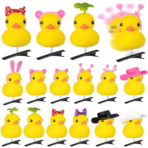 12 Pcs Duck Hair Clips, Cute Festival Rave Sprouts, Yellow Duck Hairpin Accessorie for School Home Party Props