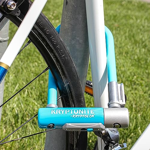 Kryptonite Kryptolok Mini-7 Bike U-Lock, Heavy Duty Anti-Theft Bicycle U Lock, 12.7mm Shackle with Mounting Bracket and Keys, High Security Lock for Bicycles Scooters, Light Blue