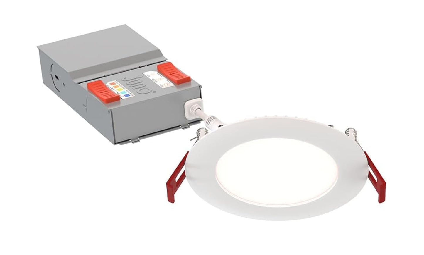 Juno LED Recessed Lights 4 Inch Round Baffle Wafer Downlight, 5-in-1 Switchable White Color Temperature, Adjustable Brightness, 120 Volts, 4-Inch Flat Trim, 1 Pack, Matte White