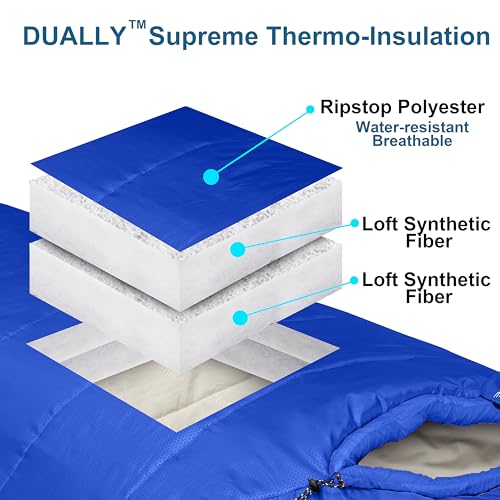 Azitrek 0 Degree Camping Sleeping Bags Mummy for Adults Youth | XXL Big and Tall 3-4 Season Warm and Cool Winter Cold Weat...