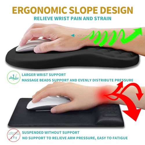 Hokafenle 2 in 1 Ergonomic Mouse Pad Wrist Support & Wrist Rest for Computer Keyboard Set, with Relieve Carpal Tunnel Pain...