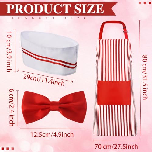 SATINIOR 8 Pcs Couple Waiter Costume Kit Circus Soda Jerk Popcorn Hot Dog Costume Apron Chef Hat Bow Ties Snack Tray for 1...