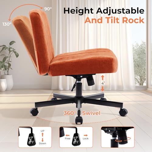 shipborne Convertible Base Criss Cross Chair with Pocket Springs & Thicker and Wider Cushions, Armless Legged Office Chair...