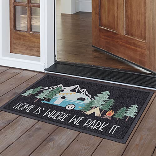 comfoyar Camper RV Door Mat, Home is Where We Park It Camping Door Mat for Campervan Caravan Motorhomes, Decorative Camp D...