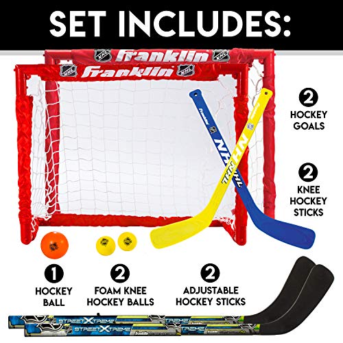 Franklin Sports - NHL Kids Folding Hockey Goals Set - (2) Street Hockey & Knee Hockey Goals - (2) Adjustable Youth Hockey ...