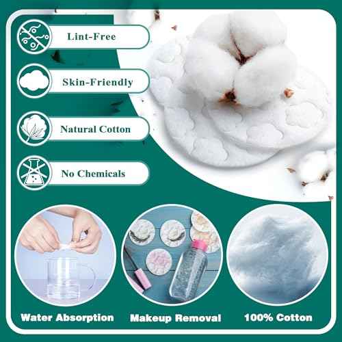 Premium Cotton Rounds for Face, 300 Count Makeup Remover Pads,100% Pure & Natural Facial Cleansing Round Pads for Makeup Removal, Nail Polish Remover