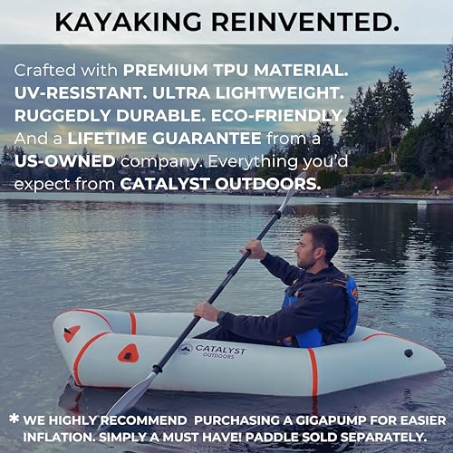Catalyst Outdoors Ultra-Lightweight Inflatable Kayak for Adults & Kids - 1 Person Packraft, Durable TPU, Compact, Rapid In...