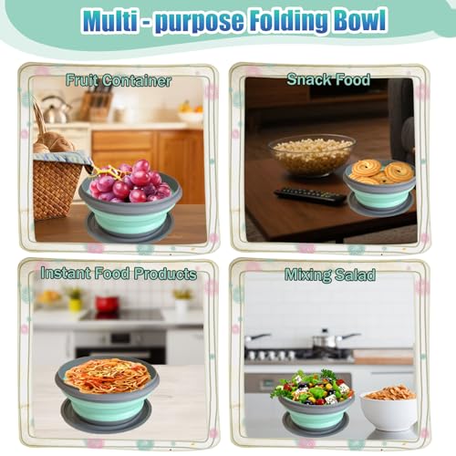 RMAMSCOV Collapsible Camping Bowl with Lid, Silicone Salad Bowl Serving, Microwave Foldable Soup Ramen Serving for Travel,...