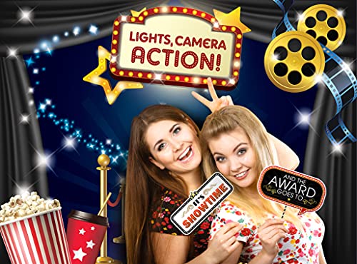 Hollywood - Movie Theme Photography Backdrop and Studio Props DIY Kit. Great as Dress-up and Awards Night Ceremony Photo B...