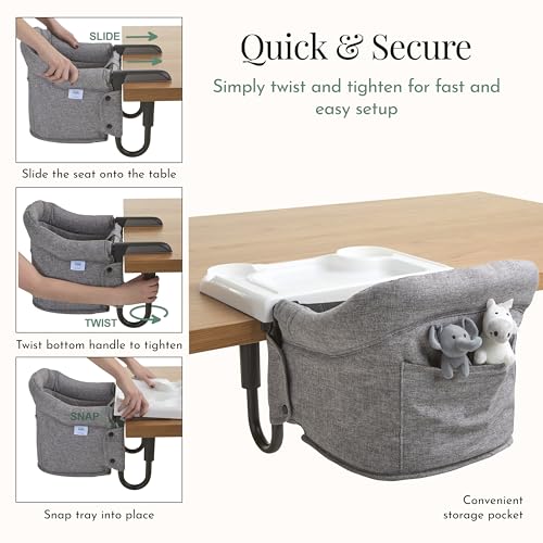 évolur Clamp-On Comfort Table Chair, Portable Clip-On High Chair for Babies & Toddlers (6–36 Months), Removable Washable S...