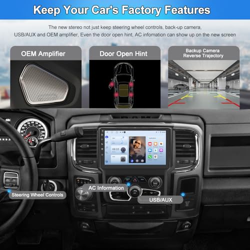 Junsun 2GB+64GB Car Stereo for Dodge Ram 1500 2500 3500 2013-2019, Junsun 9" HD IPS Display, Wireless CarPlay/Android Aut...
