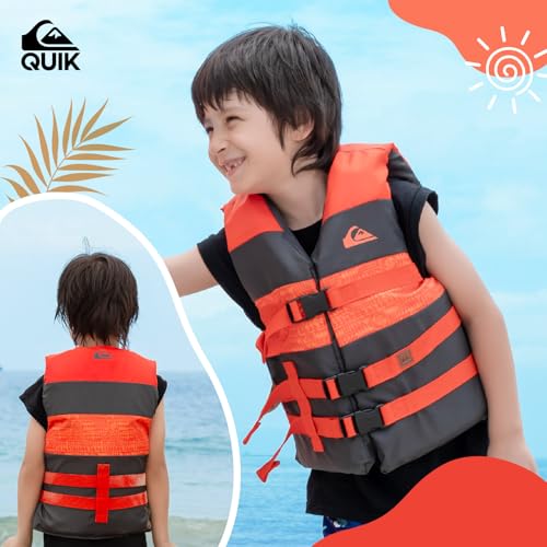 ROXY Kids Life Vest and Quiksilver Kids Life Vest, USCG Approved PFD, Light-Weight EPE Foam Life Jacket with Oversized Arm...