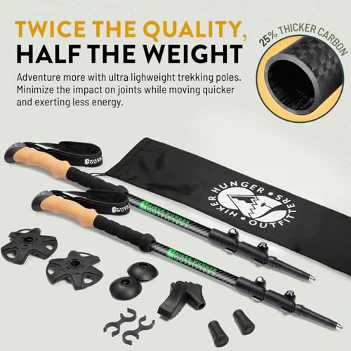 Premium Foldable & Collapsible Trekking Poles by USA Brand – Ultra Strong Lightweight Hiking Poles – 3K Black 100% Carbon ...