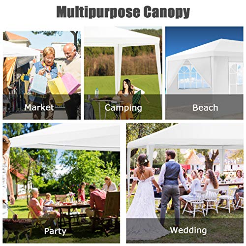 ORALNER 10'x20' Outdoor Canopy Tent, White Wedding Party Tent with 6 Removable Sidewalls & Carrying Bag, Heavy Duty Campin...