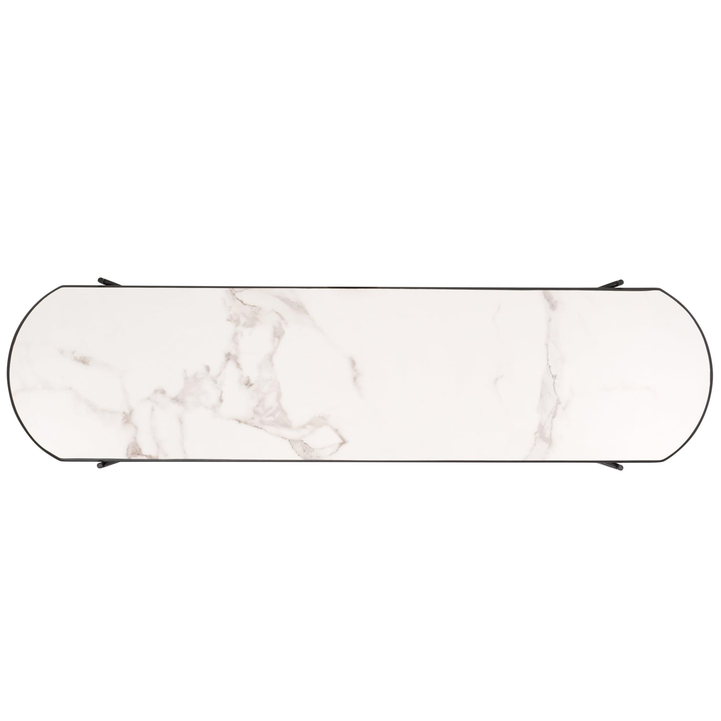 SAFAVIEH Home Collection Marlee White Faux Marble/Black Lower Shelf Oval Top Console Table for Living Room Foyer Bedroom Hallway Entryway Office