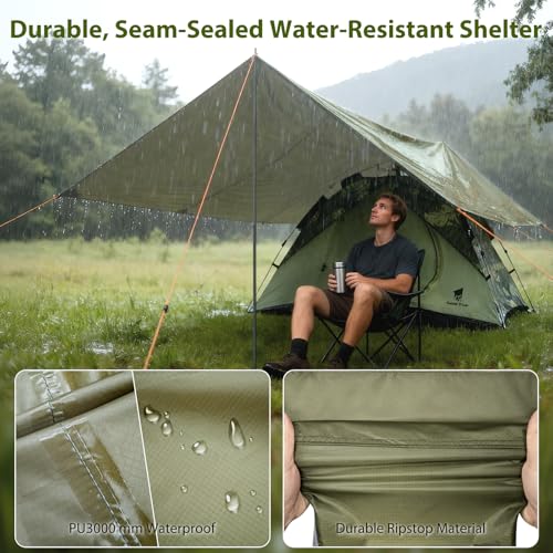 GEERTOP 17 × 10 ft Large Camping Tent Tarp Outdoor Waterproof Flame Retardant Hammock Rain Fly Backpacking Tent Tarp Shelt...
