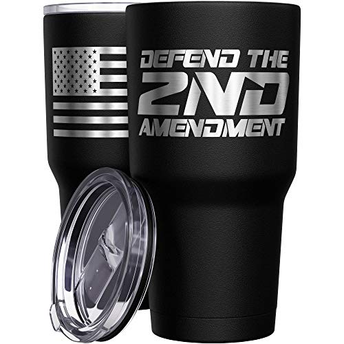 We The People Holsters - Defend The Second Amendment - Coffee Tumbler - American Flag Coffee Travel Mug - Engraved Tumbler...