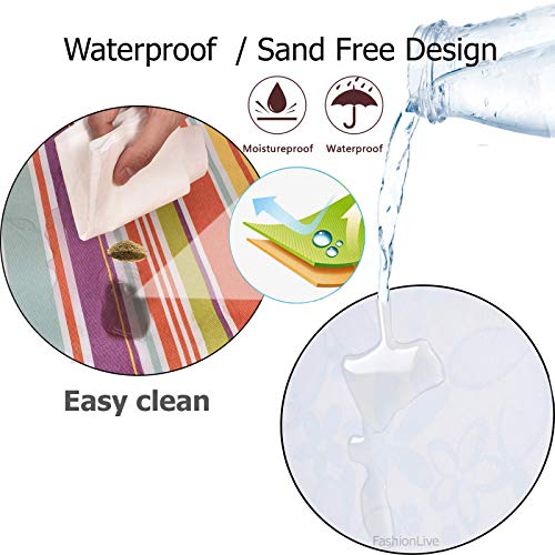 FashionLive Beach Blanket Extra Large Picnic Blankets Sandproof Waterproof Outdoor Indoor Blanket Lightweight Handy Mat Po...
