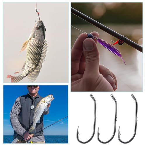 FREEBLOSS 200Pcs Live Shrimp Hook Bait Holder Double Barbed Fishing Hooks Saltwater Freshwater Inline Fish Hooks Replaceme...