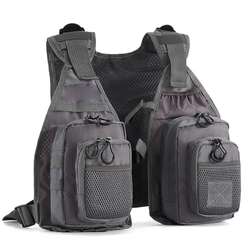 FLYDWV Breathable Fishing Vest for Men Women, Multi-Pocket Adjustable Outdoor Fly Fishing Vest for Trout Fishing and Angling