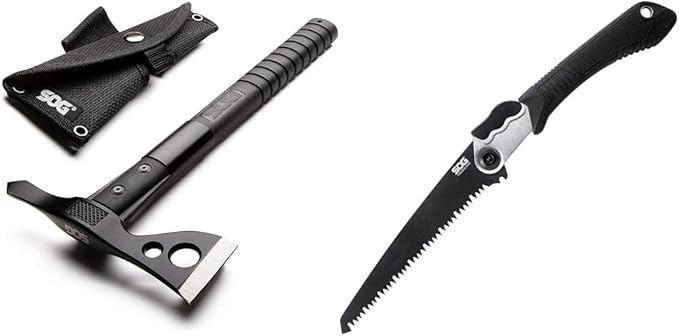 SOG FastHawk- Lighter, Faster, Agile Throwing Hatchet, Versatile Survival Tactical Axe & Folding Saw - Wood Saw, Hand Saw,...