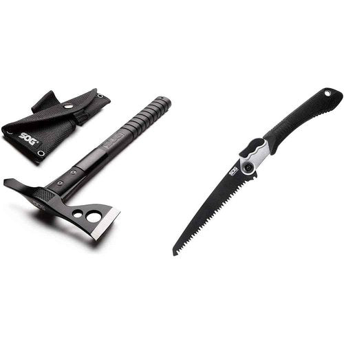 SOG FastHawk- Lighter, Faster, Agile Throwing Hatchet, Versatile Survival Tactical Axe & Folding Saw - Wood Saw, Hand Saw, Pruning Saw and Camping Saw