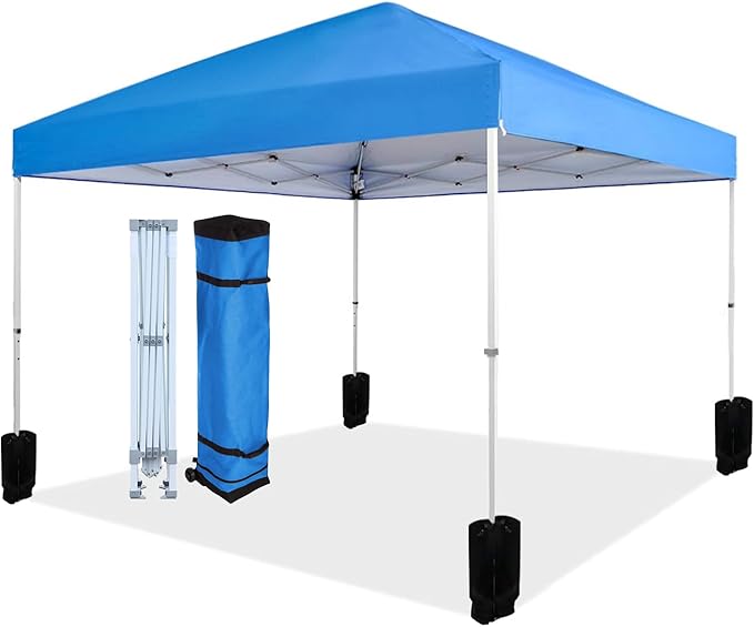 Amazon Basics Outdoor Pop Up 10 x 10 Canopy Tent for Events, Portable with Easy Setup, Includes Wheeled Carry Bag, 8 Pegs,...