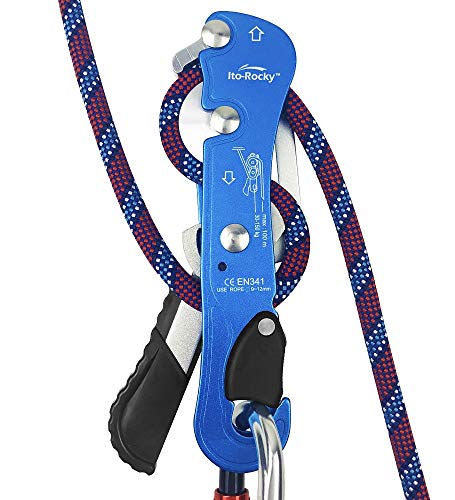 Ito Rocky Climbing Stop Descender Rappelling Anti-Panic Belay Devices for 9-12mm Rope Rescue Equipment Hand Controls Desin...