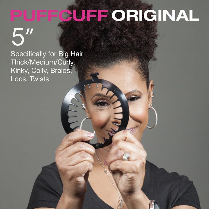 PuffCuff Original 5 inch Curly Hair Clip | Hair Cuff | Ponytail Clip for Thick Hair | Painless, Tension-Free Loc Accessory for a