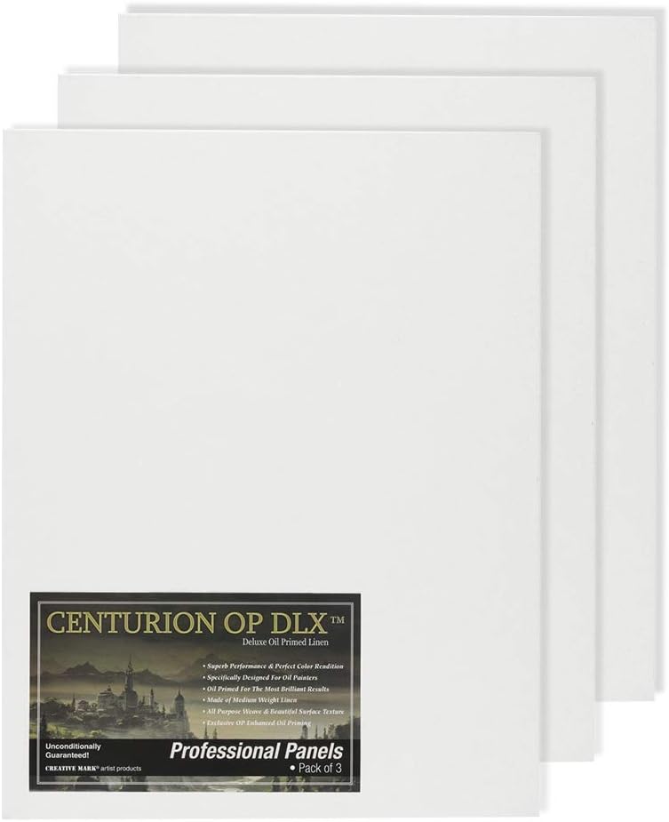 Centurion Deluxe Professional Oil Primed Linen Canvas Panels - 18x18-3 Pack of Linen Canvases for Painting, Artwork and More