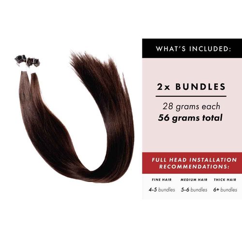 U Tip Hair Extensions by Everlong, Remy Human Hair, Fusion Glue Adhesive Method, Premium Keratin 56 gram Bundles, 22" #2 Darkest Brown