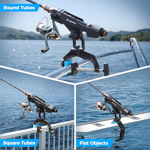 PLUSINNO 1/2/4 Pack Fishing Rod Holders for Boat, Fishing Rod Holder with Enlarge Clamp, Innovative Dual-V Shaped Design, ...