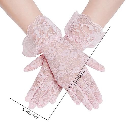 obmwang 5 Pieces Girls Tea Party Supplies Tea Party Gloves Hats Girls Kids Tea Party Necklace Fan for Girls Tea Party Costume