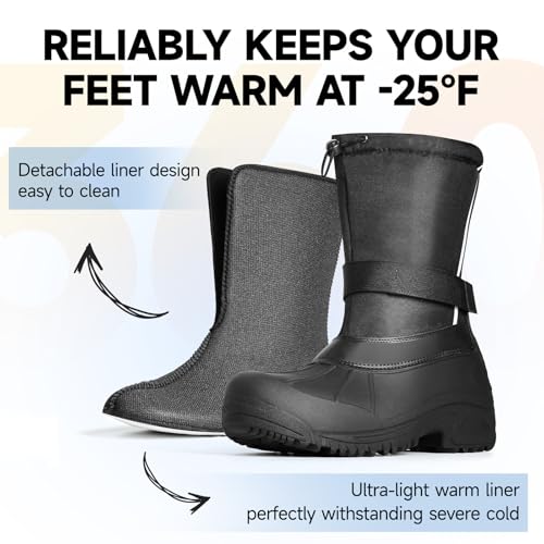 Furuian Insulated Snow Boots for Men Waterproof Winter Boots for Men Outdoor Non Slip Hiking Snow Duck Boot Mens Winter Du...