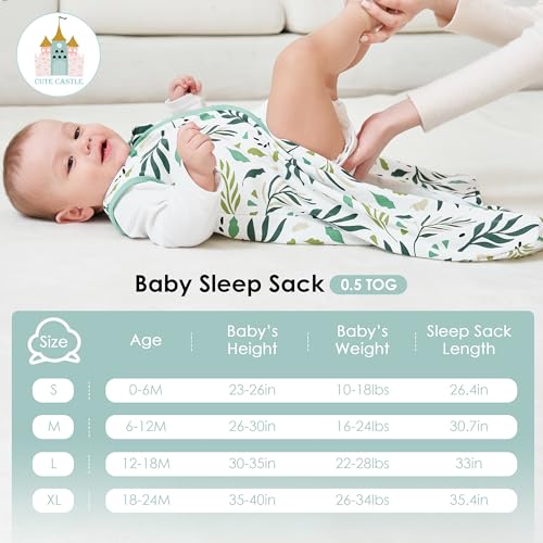 Cute Castle Baby Sleep Sack 0-6 Months - Lightweight 100% Cotton 2-Way Zipper TOG 0.5 Infant Wearable Blanket, Newborn Ess...