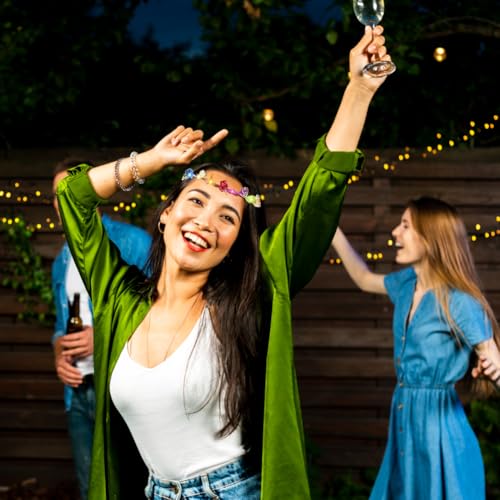 HKZTUY Light Up Flower Crown Headband, Glow in the Dark - for Parties, Weddings, Cosplay Events, and Festive Occasions