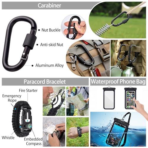 GPUSFAK Emergency Survival Kit, 144pcs Survival Gear with Molle Pouch for Camping Hiking for Men