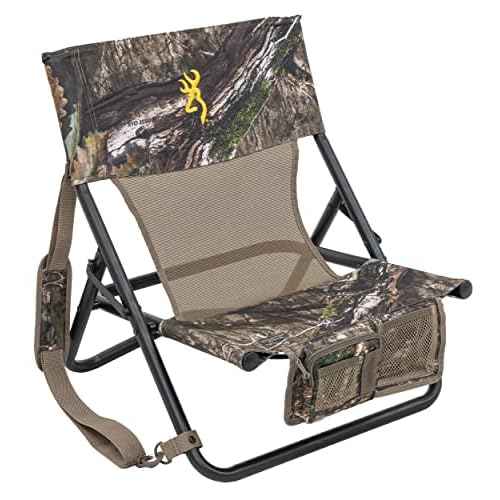 Browning Low-Profile Woodland Hunting Chair with Flat-Folding Design, Durable Steel Frame, Hanging Call Organizer Pocket, and Padded Shoulder Carry Strap