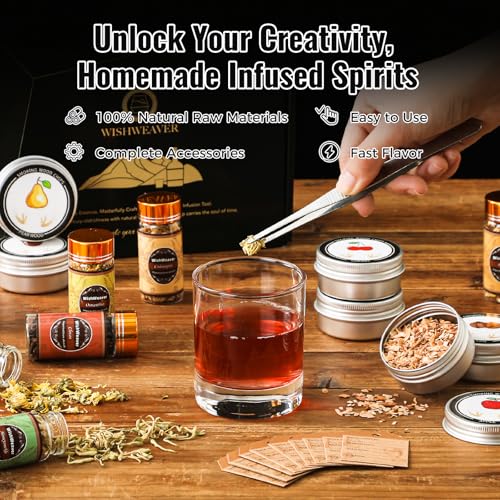 Alcohol Infusion Kit,14 Natural Woodchips & Botanicals DIY Whiskey Making Kit for Infusing Bourbon,Vodka, Tequila, Rum wit...