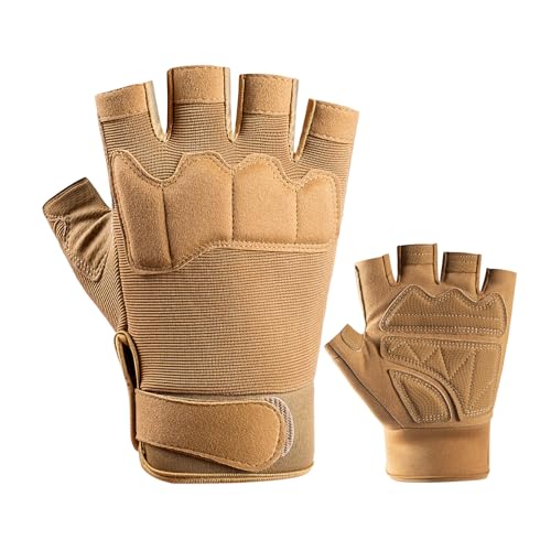Fingerless Outdoor Gloves Knuckle Protection for Cycling Motorcycle Gloves for Men Women