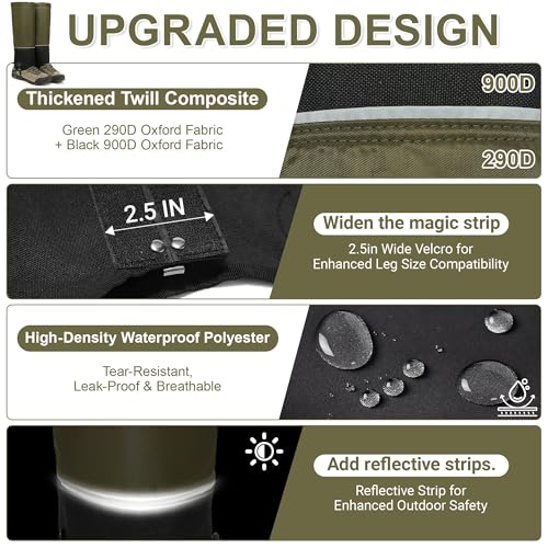 HZSMART Leg Gaiters for Men Women - Waterproof Winter Hiking Gear Upgraded TPU, Wide Size Compatibility & Reflective Strip...