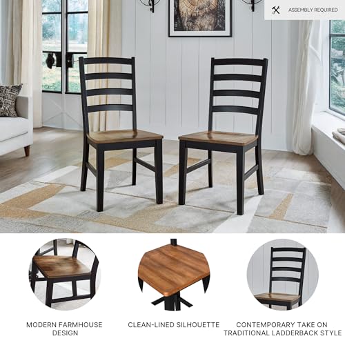 Signature Design by Ashley Wildenauer Armless Dining Chair, Set of 2, Ladderback Design, 19" W x 23.25" D x 39" H, Black &...
