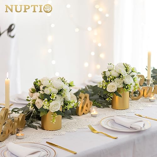 NUPTIO Gold Vases for Centerpieces Wedding: 6 Pcs 5.1 inch Tall Metal Flower Vase Flowers Stand Wedding Centerpieces for T...