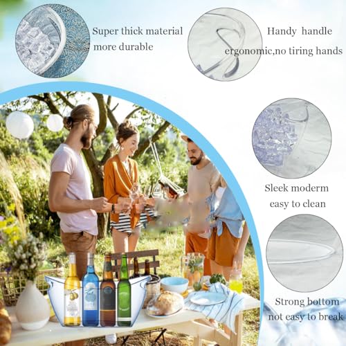 2 PCS Ice Bucket,Acrylic Ice Buckets for Parties,5.5L Extra Large Clear Champagne Beer Tub Mimosa Bar Supplies Kit Wine Be...